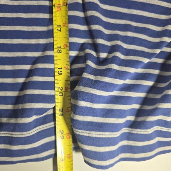 L.L.Bean Womens Supima Cotton Striped Turtleneck Top L Regular Blue/White - Picture 6 of 6